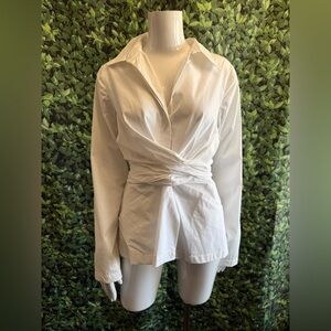 Donna Karan New York White Wrap Blouse